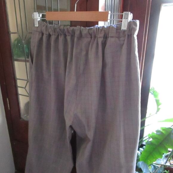 Vintage Gray Plaid Pull-On Elastic Waist Pants Size L Petite Slacks Bootcut Work - Picture 11 of 17